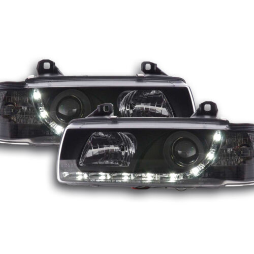 Fari Daylight Luci diurne a LED BMW Serie 3 E36 Limo / Touring nero per guida a destra