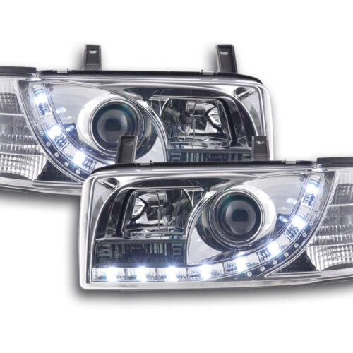 Faro Daylight LED DRL look VW Bus tipo T4 90-96 cromato per guida a destra