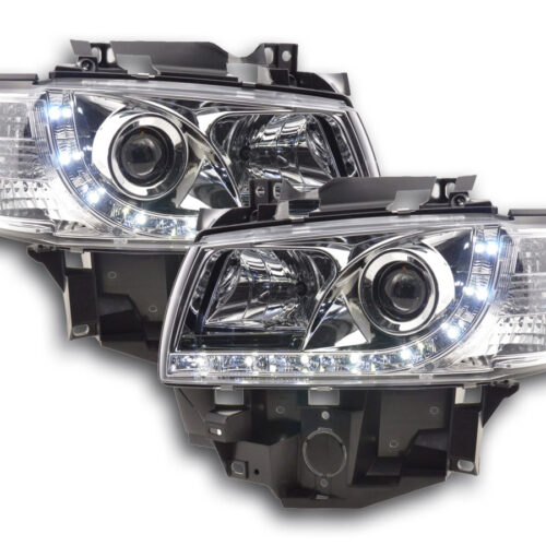 Faro Daylight LED DRL look VW bus tipo T4 96-03 cromato per guida a destra