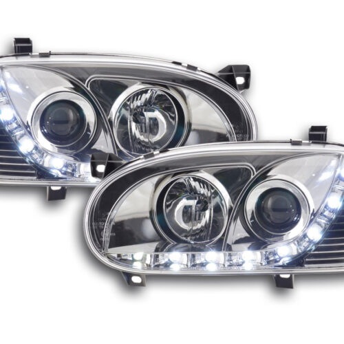 Faro Daylight LED DRL look VW Golf 3 tipo 1HXO 1EXO 91-97 cromato