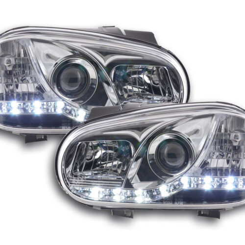 Faro Daylight LED DRL look VW Golf 4 tipo 1J 98-03 cromato per guida a destra