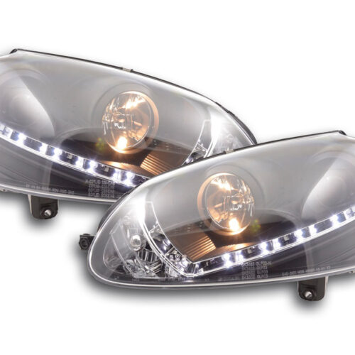 Faro Daylight LED DRL look VW Golf 5 tipo 1K 03-08 nero per guida a destra