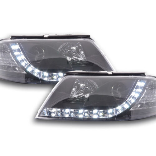 Faro Daylight LED DRL look VW Passat tipo 3BG 00-05 nero per guida a destra