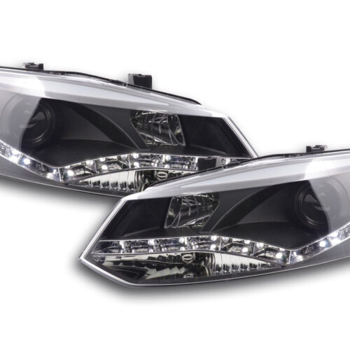 Faro Daylight LED DRL look VW Polo tipo 6R 2010- nero per guida a destra