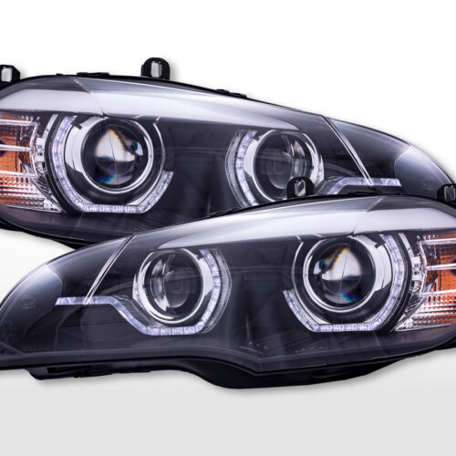Fari Xenon Daylight con luci di marcia diurna a LED BMW X5 E70 2008-2010 neri