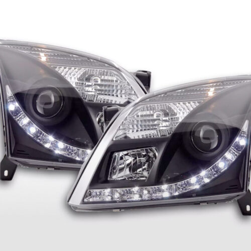 Faro Daylight LED DRL look Opel Vectra C 02-05 nero per veicoli con guida a destra