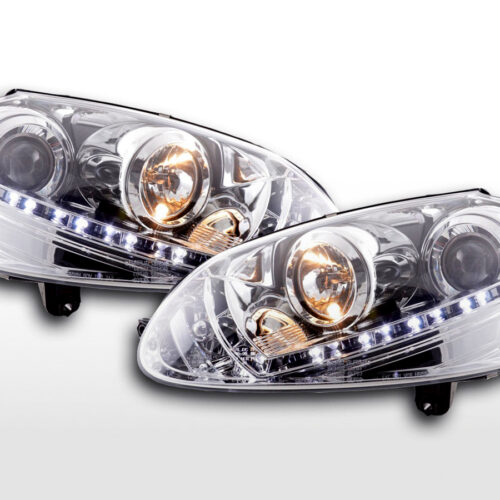 Faro Daylight LED DRL look VW Golf 5 tipo 1K 03-08 cromato per guida a destra