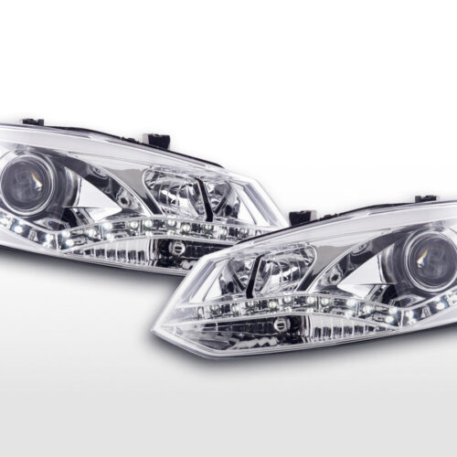 Faro Daylight LED DRL look VW Polo tipo 6R 2010- cromato per guida a destra