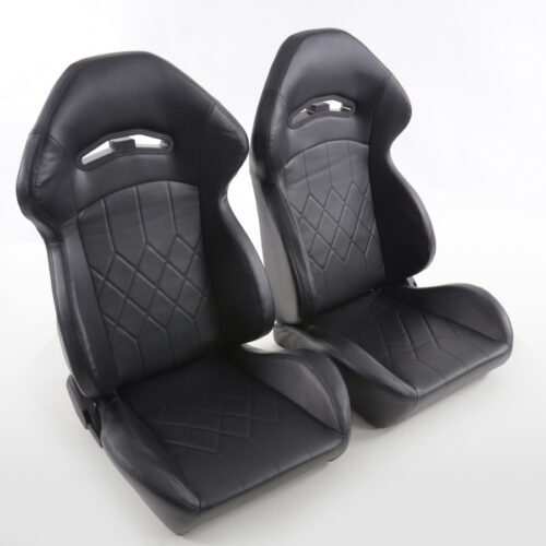 Sedili sportivi FK set sedili semigusci automatici in pelle sintetica con cuciture nere