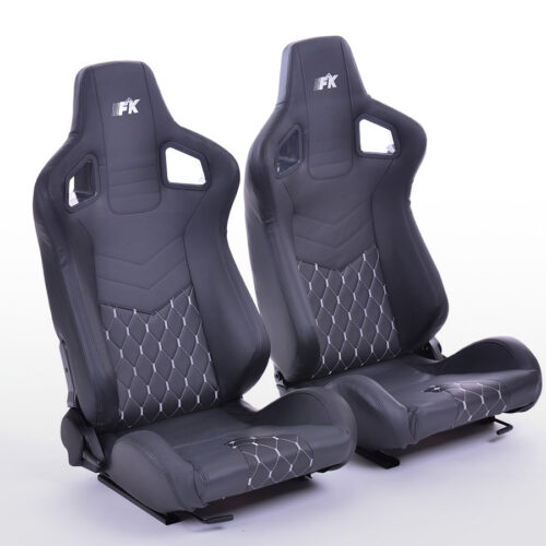 Sedili sportivi FK Seggiolini auto semiguscio Set Stoccarda in finta pelle nera